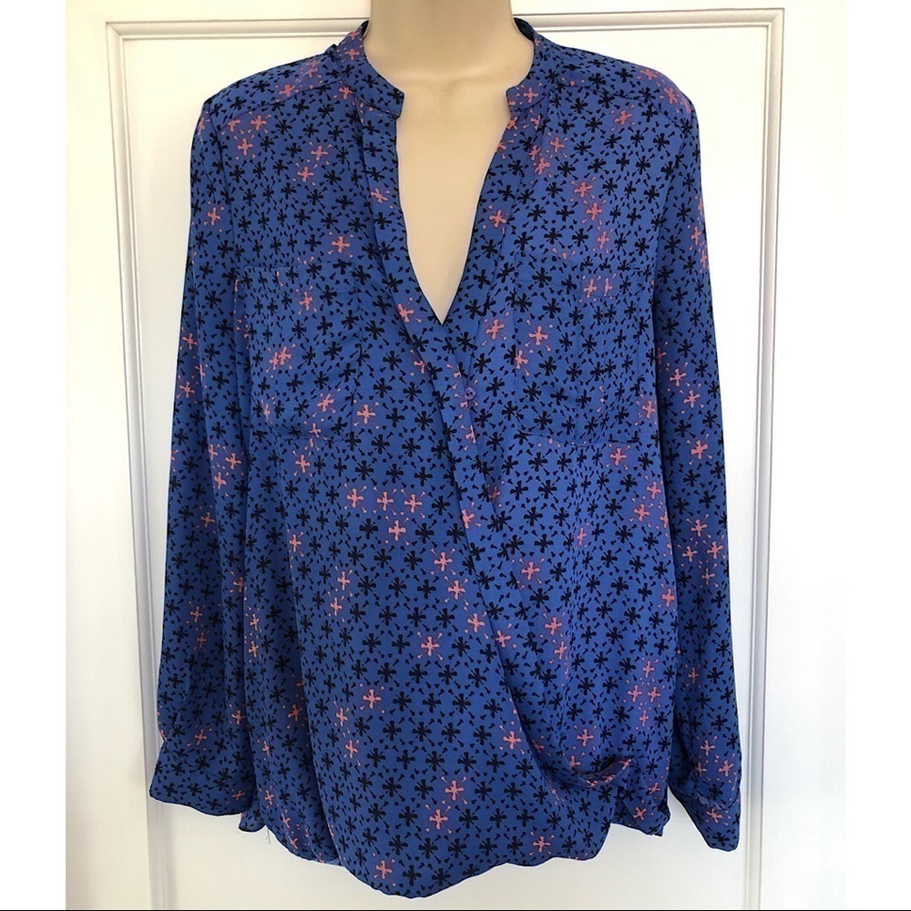 Maeve Anthropologie High Low Crossbody Blue Top
